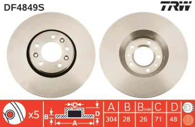 Económico Juego de discos de freno TRW DF4849S TRW DF4849S